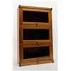 Image 1 : Modern oak and glass 3 stack lawyer's bookcase, approx. 38" high, 24" wide and 9" deep in overall ve