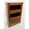 Image 2 : Modern oak and glass 3 stack lawyer's bookcase, approx. 38" high, 24" wide and 9" deep in overall ve