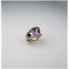 Image 1 : Graceful Trilliant cut Amethyst and Diamond Ring amethyst weight approx. 3.00 carats with 28 round p