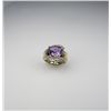 Image 2 : Graceful Trilliant cut Amethyst and Diamond Ring amethyst weight approx. 3.00 carats with 28 round p