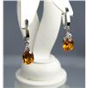 Image 2 : Tantalizing Citrine and Diamond Dangle Earrings with 8.00 carats of fine oval cut citrine accented w