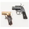 Image 1 : Lot of 2 flare pistols, one a U.S. Property-marked M2 brass pistol with checkered hard rubber grips 