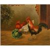Image 2 : Vintage oil on canvas of rooster and hens circa about turn of the century. Framed by Omars Newport B