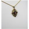 Image 2 : Elegant Red Garnet Pendant with approx. 2.00 carat garnet with diamond accents set in 10 kt. yellow 