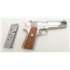 Colt MK IV Series 80 semi-auto pistol, .45 cal., 5” barrel, stainless steel, checkered wood grips, #