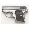 Spanish Libia Model semi-auto pistol, .25 cal., 1-3/4” barrel, blue finish, checkered hard rubber gr