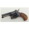 Diminutive European blank pistol with folding trigger, 2” octagon barrel, blue finish, wood grips, #