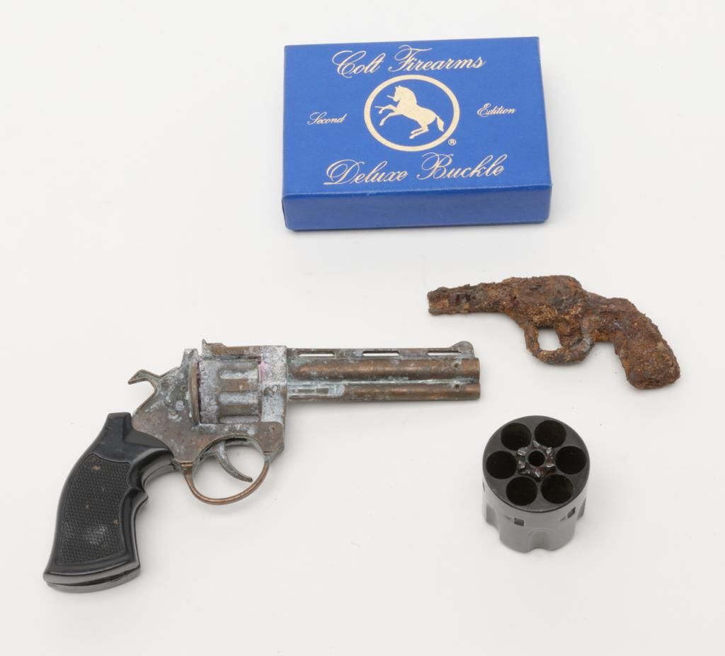 Python Revolvers Cap Gun Bonanza lot including a cylinder for a single action revolver, a mini ...
