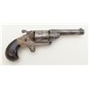 Image 1 : Moore open top spur trigger revolver, .32 teat fire cal., 3-1/4” barrel, engraved brass frame, wood 