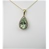 Image 1 : Alluring Pear Shaped Green Amethyst Pendant with White Sapphire accents with a combined weight of ap