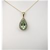 Image 2 : Alluring Pear Shaped Green Amethyst Pendant with White Sapphire accents with a combined weight of ap