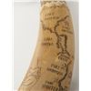 Image 6 : Nicely carved modern copy of a map powder horn (dated 1990 at bottom of horn) of the Great Lakes reg