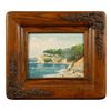 Image 1 : Vintage painting on board showing Eastern coastal scene signed L.A. Eable in antique frame. 7 ½”x 9”