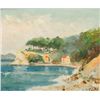 Image 2 : Vintage painting on board showing Eastern coastal scene signed L.A. Eable in antique frame. 7 ½”x 9”