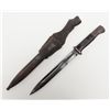 Image 2 : Mauser model 98 bayonet from Nazi era marked 41 ASW with scabbard and leather frog or hanger. The bl