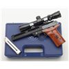Image 1 : Smith & Wesson Model 22A-1 semiautomatic target grade pistol showing Simmons pistol scope mounted on