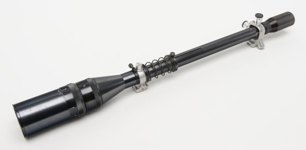 Desirable J. Unertl scope with mounts, approx. 24” overall in length ...