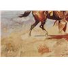Image 3 : Framed 1950's era Charlie Russell color print of a cowboy on horse, approx. 20" x 24" overall in ver