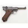 DWM Luger semi-auto pistol, 9mm cal., 4” barrel, military finish, checkered wood grips, #3758l, top 