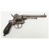 Pinfire DA revolver, 11mm cal., 6” barrel marked “Canderwood & Son, Dublin”, checkered wood grips in
