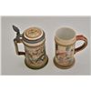 Metlach stein, #2094, 7” beer hall scene with musicians, Metlach #2640-L-Musketeer with lady and slo