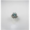 Image 1 : Heirloom Fine Blue Zircon and Diamond Ring zircon weight approx. 1.50 carats with 8 pave set ‘old mi