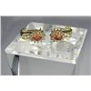 Image 1 : Gorgeous Padparadscha Colored Sapphire and Diamond Earrings with 2 oval sapphires weighing 1.40 cara