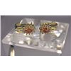 Image 2 : Gorgeous Padparadscha Colored Sapphire and Diamond Earrings with 2 oval sapphires weighing 1.40 cara