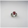 Image 2 : Sophisticated Emerald cut Pink Tourmaline and Diamond Ring with approx. 2.50 carat tourmaline accent