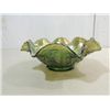 Image 2 : VINTAGE IMPERIAL GREEN CARNIVAL GLASS RUFFLE BOWL