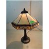 Image 4 : CONTEMPORARY VICTORIAN STYLE SLAG GLASS, LEAD LAMP