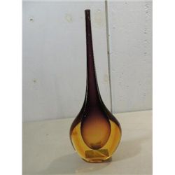 MID-CENTURY MODERN ART SIGNED AMBER ART GLASS