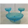 Image 1 : LOT 3 FENTON FROSTED BLUE GLASSWARE: 2 COMPOTES &