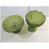 Image 2 : LOT 2 VINTAGE INDIANA GLASS CO FROSTED GREEN GLASS