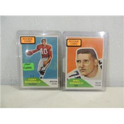 LOT 2 1960 FLEER #100 & 45 FOOTBALL ROOKIE CARDS