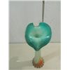 Image 2 : 12"H VINTAGE ART DECO RIBBED & LILY PAD GLASS VASE