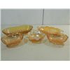 Image 1 : LOT 5 VINTAGE UNMARKED AMBER CARNIVAL GLASS ITEMS: