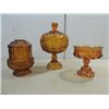 Image 1 : LOT 3 VINTAGE BROWN GLASS L.E. SMITH COVER COMPOTE