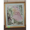 Image 1 : CONTEMPORARY 28X34 FRAMED LADY BY STREAM TAPISTRY