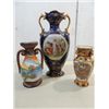 Image 1 : LOT 3 VINTAGE ASSORTED DESIGNED CHINA URNS: