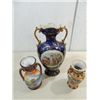 Image 2 : LOT 3 VINTAGE ASSORTED DESIGNED CHINA URNS: