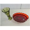 Image 2 : VINTAGE FOSTORIA COIN MEDALLION RUBY & GREEN GLASS