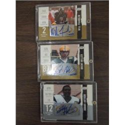 LOT 3 SAGE A2, A33 & A87 AUTOGRAPH FOOTBAL CARDS: