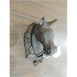 CAST IRON WALL MOUNT HORSE HEAD TIE OFF