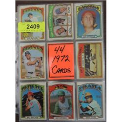 LOT 44 ASSORTED 1972 TOPPS BASEBALL PLAYER CARDS