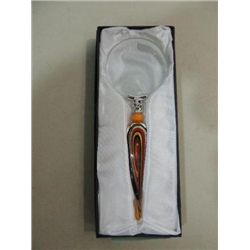 MURANO STYLE GOLD & SILVER GLASS MAGNIFYING GLASS