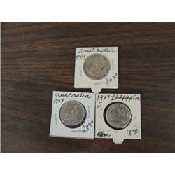 LOT 3 HIGH VALUE SILVER FOREIGN COINS: 1889 GREAT