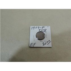 1909 VDB (EF) CIRCULATED LINCOLN WHEAT PENNY