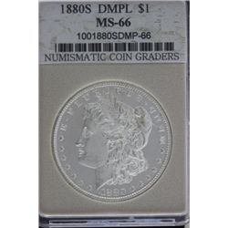 1880 S Morgan Dollar graded DMPL MS-66 by NCG