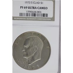 1973 S Clad Eisenhower graded PF 69 Ultra Cameo